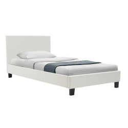 Κρεβάτι Nevil pakoworld 100x200 PU χρώμα λευκό ματ