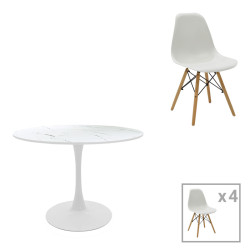 Τραπεζαρία Julita-Balou pakoworld σετ 5τεμ pp-mdf λευκo Φ100x73εκ
