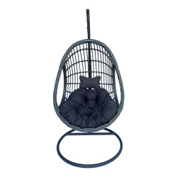 Κούνια φωλιά με βάση Cungo pakoworld μέταλλο ανθρακί pe rattan σε γκρι απόχρωση 125x105x195εκ