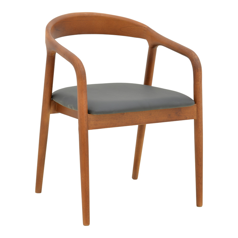 Πολυθρόνα Hogie pakoworld rubberwood καρυδί- μαύρο pu μαξιλάρι 61x60x76εκ
