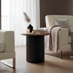 Βοηθητικό τραπέζι Dovel pakoworld mdf σε καρυδί-μαύρο μέταλλο Φ50x50εκ