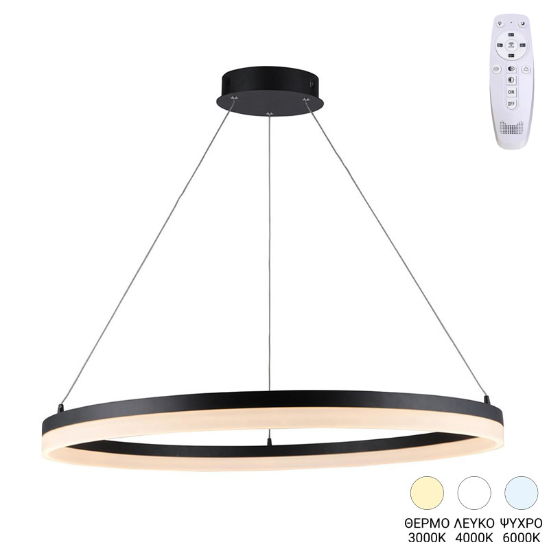 Φωτιστικό οροφής Nebrian pakoworld led μέταλλο μαύρο Φ60x15εκ