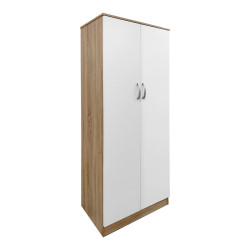 Ντουλάπα δίφυλλη Athos pakoworld σε sonoma-λευκή απόχρωση 80x42x180εκ