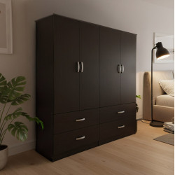 Ντουλάπα τετράφυλλη με συρτάρια Athos pakoworld wenge 160x42x180εκ
