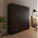 Ντουλάπα τετράφυλλη με συρτάρια Athos pakoworld wenge 160x42x180εκ