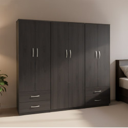 Ντουλάπα εξάφυλλη Athos pakoworld wenge 240x42x180εκ