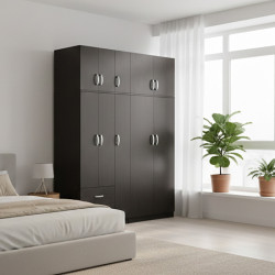 Ντουλάπα πεντάφυλλη με πατάρι Athos I pakoworld wenge 170x42x240εκ