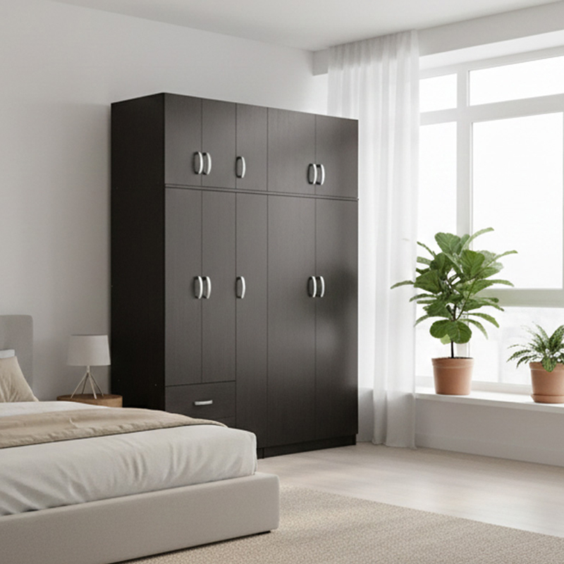 Ντουλάπα πεντάφυλλη με πατάρι Athos I pakoworld wenge 170x42x240εκ