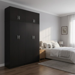 Ντουλάπα τετράφυλλη με πατάρι Athos Ι pakoworld wenge 160x42x240εκ