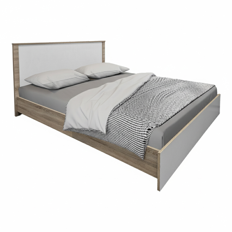 Κρεβάτι Athos pakoworld σε sonoma-λευκό απόχρωση 160x200εκ