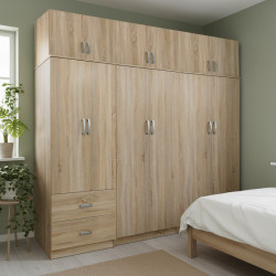 Ντουλάπα εξάφυλλη με πατάρι Athos I pakoworld sonoma 240x42x240εκ