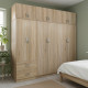 Ντουλάπα εξάφυλλη με πατάρι Athos I pakoworld sonoma 240x42x240εκ
