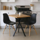 Τραπεζαρία με Καρέκλες Julita μαύρο και Τραπέζι Prestone oak 70x70x75εκ Σετ 3τεμ