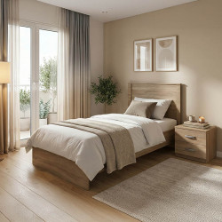 Σετ Κρεβατοκάμαρας Athos Sonoma με Κρεβάτι 90x190εκ Σετ 2τεμ