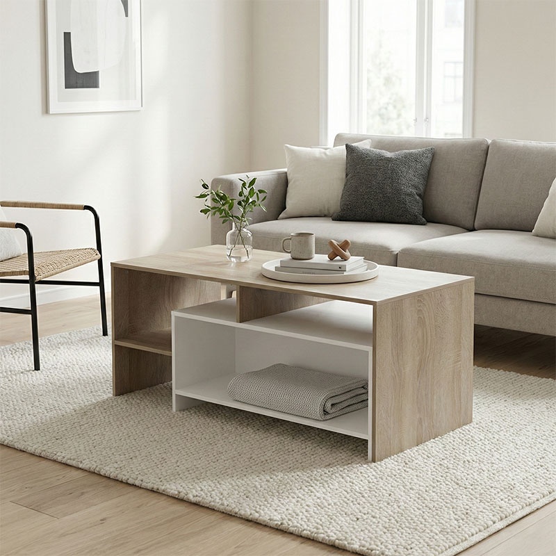 Τραπέζι σαλονιού Consa pakoworld sonoma - λευκό 120x60x53.6εκ