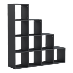 Βιβλιοθήκη Scala pakoworld ανθρακί 129.5x29x129.5εκ
