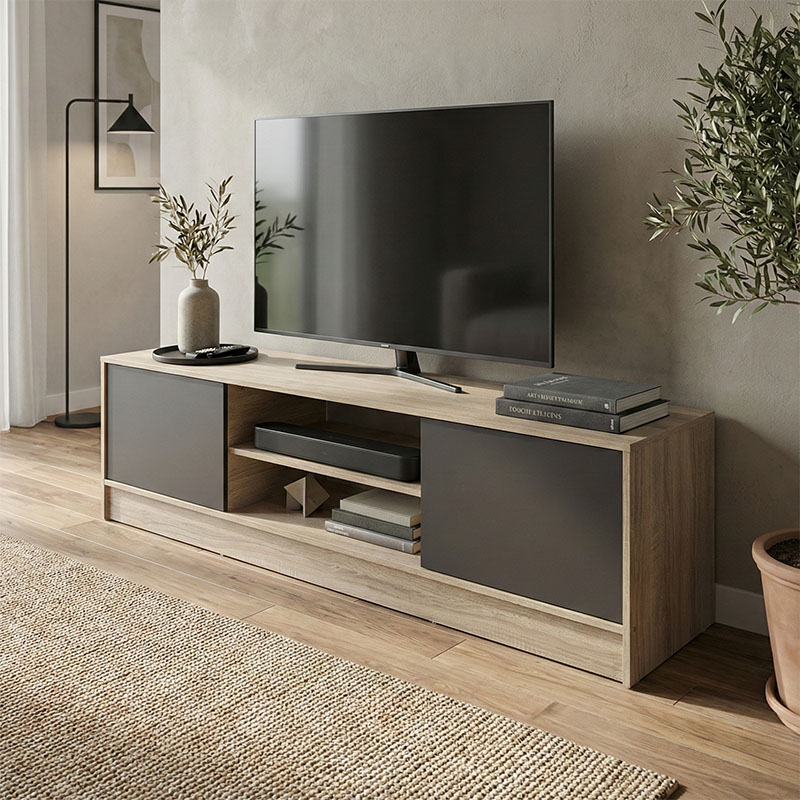Έπιπλο τηλεόρασης Sasa pakoworld sonoma-ανθρακί 150x35x41.5εκ