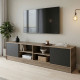 Έπιπλο τηλεόρασης Tivia pakoworld sonoma-ανθρακί 180x35x41.5εκ