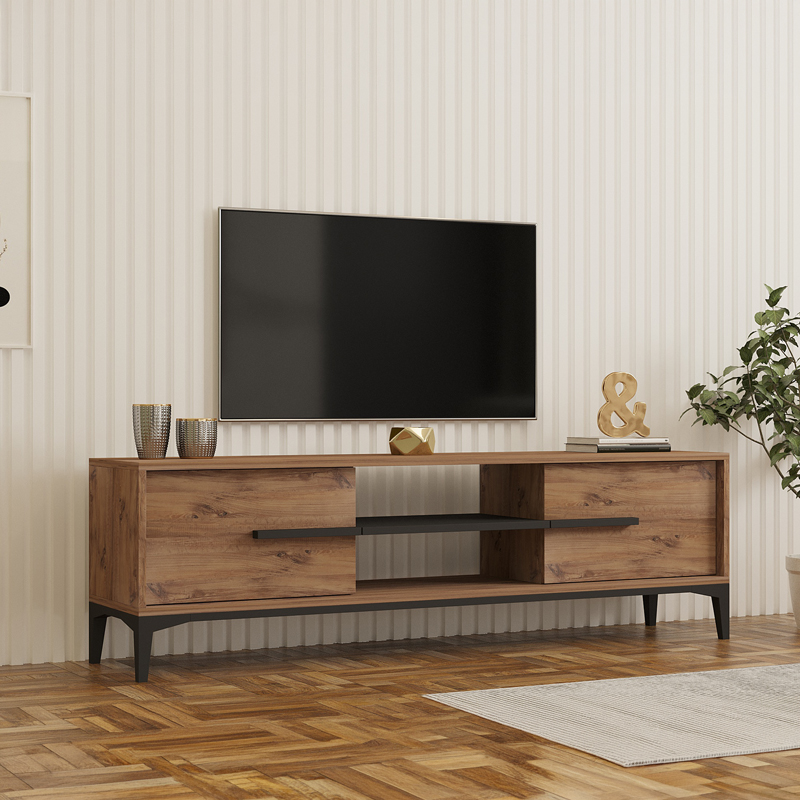 Έπιπλο τηλεόρασης Eslem pakoworld oak με ανθρακί 160x34,6x48,1εκ