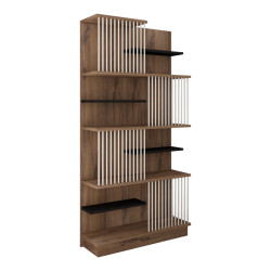 Βιβλιοθήκη Gassim pakoworld sonoma με ανθρακί και λευκό 80x24.6x160εκ