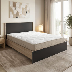 Κρεβάτι με στρώμα Athos Sleepy pakoworld sonoma ανθρακί 160x200εκ