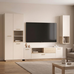 Σύνθετο σαλονιού Norda pakoworld κρεμ με oak 187x40x58,4εκ