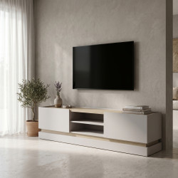 Έπιπλο τηλεόρασης Wendo pakoworld taupe-sonoma 200x37x47εκ