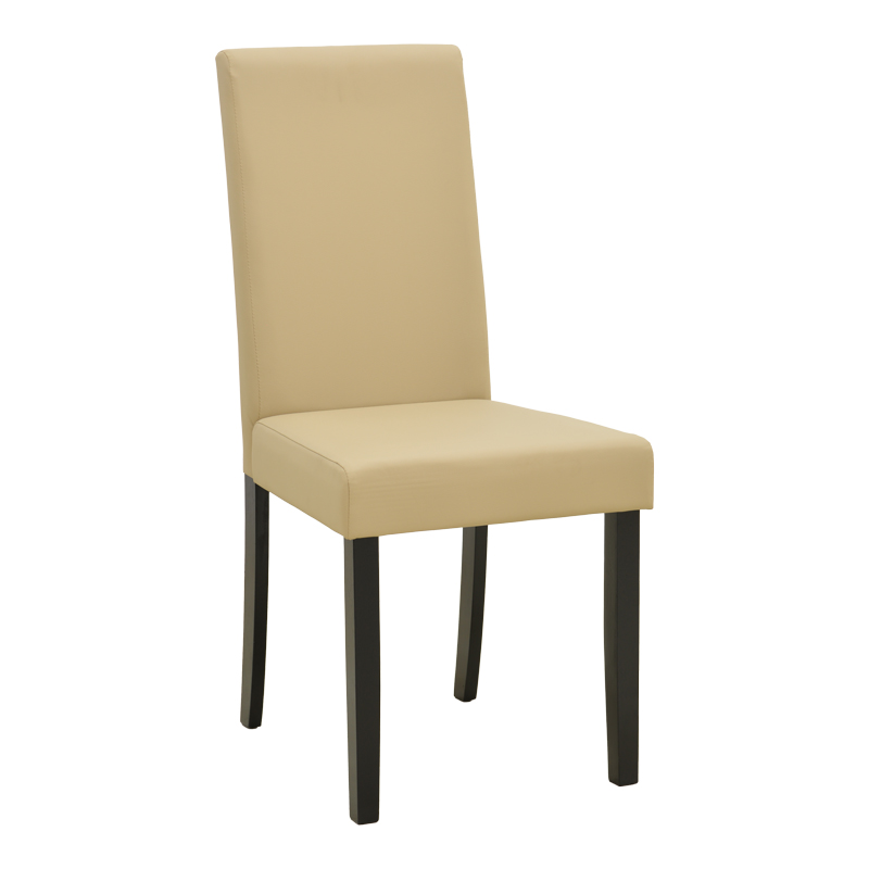 Καρέκλα Zeben pakoworld εκρού PU με πόδι μαύρο rubberwood 43,5x55,5x93,5εκ