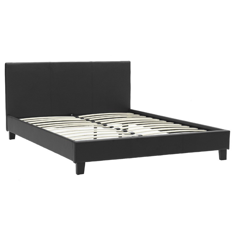 Κρεβάτι Nevil pakoworld 150x200 PU χρώμα μαύρο ματ