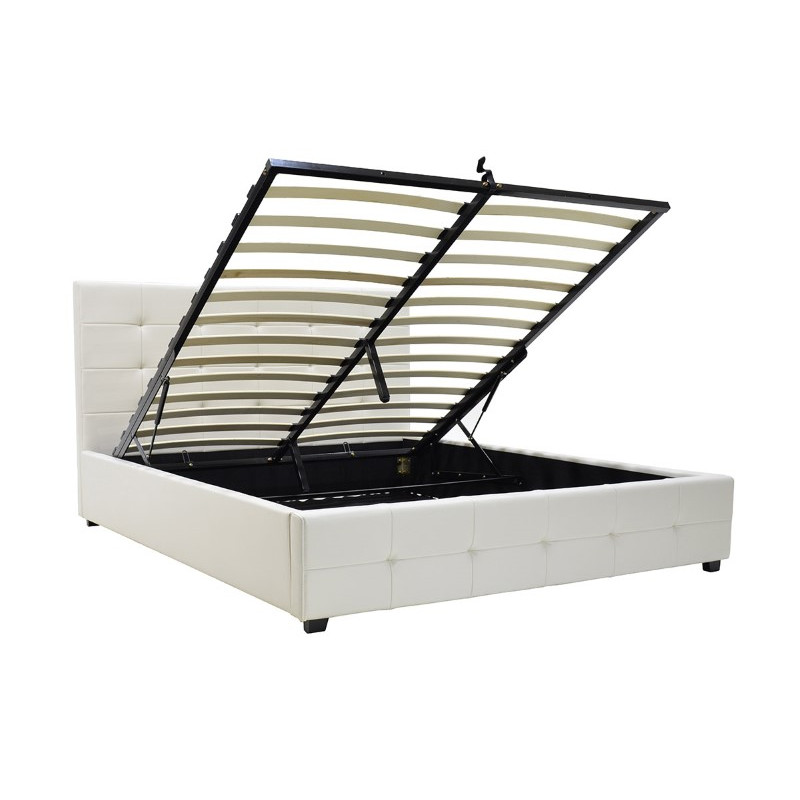Κρεβάτι Roi pakoworld 160x200 PU λευκό ματ + αποθηκευτικό χώρο