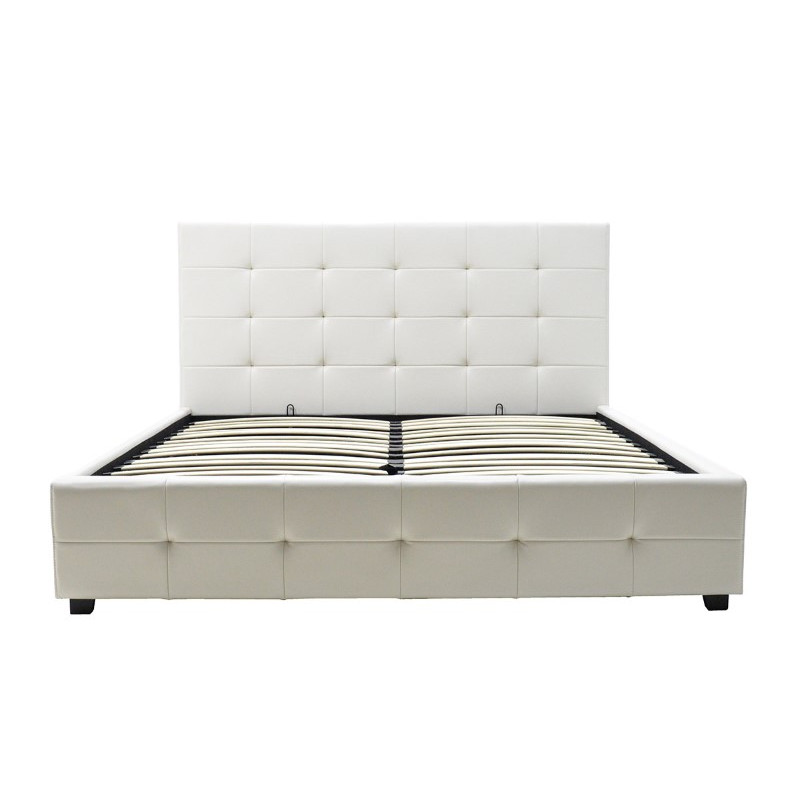 Κρεβάτι Roi pakoworld 160x200 PU λευκό ματ + αποθηκευτικό χώρο