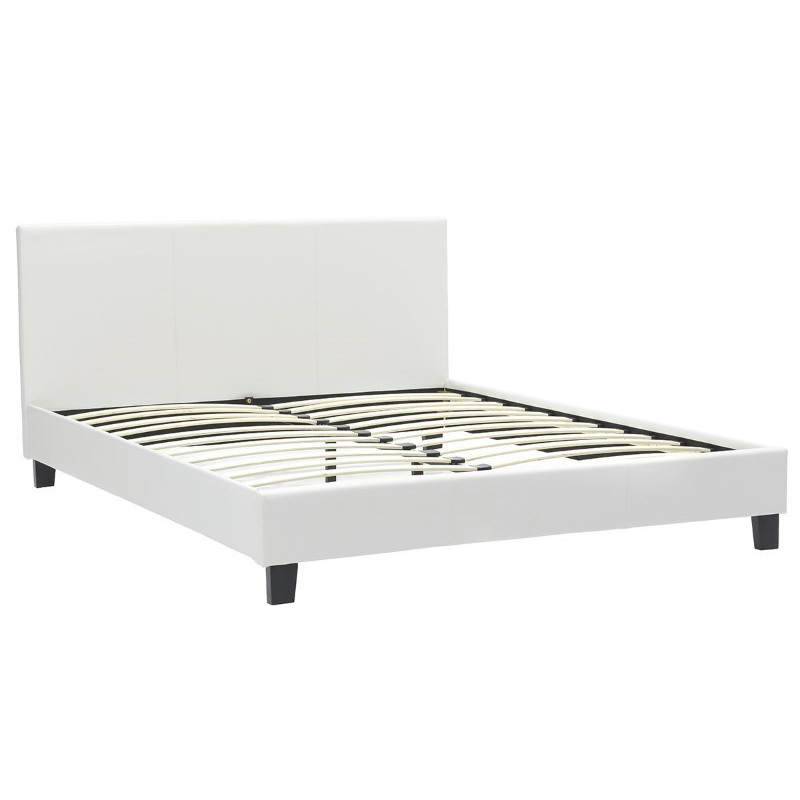 Κρεβάτι Nevil pakoworld 150x200 PU χρώμα λευκό ματ