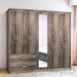 Ντουλάπα ρούχων πεντάφυλλη OLYMPUS pakoworld χρώμα castillo-toro 198x57x183εκ