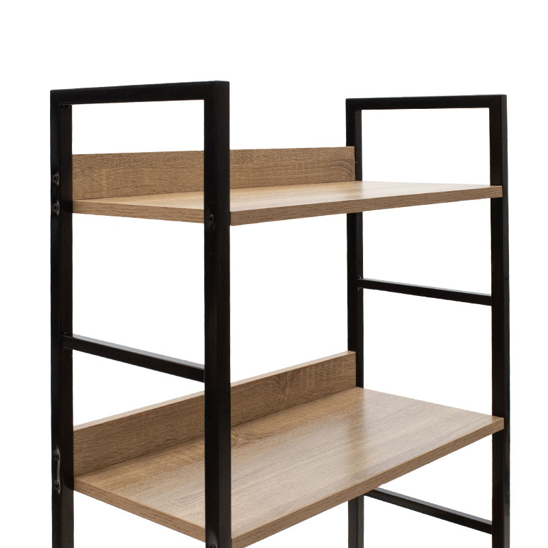 Βιβλιοθήκη- Ραφιέρα Ramon pakoworld φυσικό-μαύρο 60x28x125,5εκ