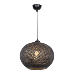 Φωτιστικό οροφής μονόφωτο Leshia pakoworld Ε27 μαύρο Φ38x38εκ