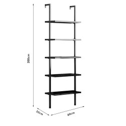 Ραφιέρα τοίχου Harris pakoworld σε μαύρη απόχρωση 60x22x200εκ