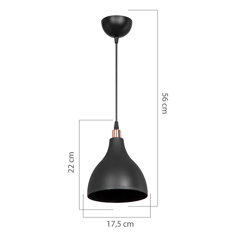 Φωτιστικό οροφής μονόφωτο Lofty pakoworld Ε27 μαύρο Φ18x22εκ
