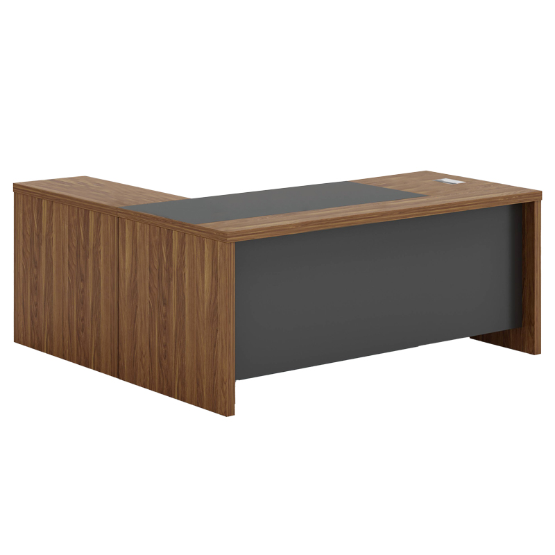 Γραφείο γωνιακό επαγγελματικό δεξιά γωνία Oscar pakoworld καρυδί-ανθρακί 200x188,6x76εκ