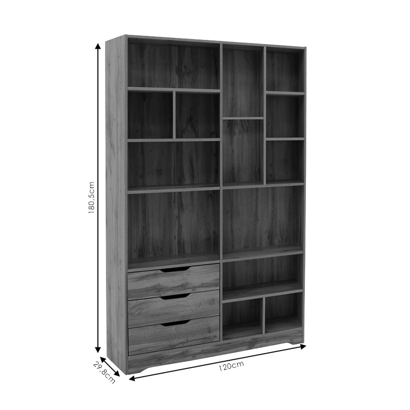 Βιβλιοθήκη Lucinda pakoworld oak 120x29.8x180.5εκ