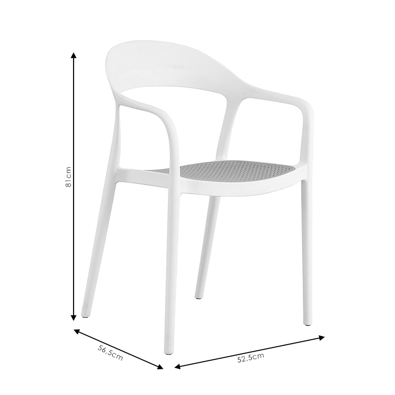 Πολυθρόνα Ember στοιβαζόμενη pakoworld με UV protection PP μπεζ- λευκό 52.5x56.5x81εκ.