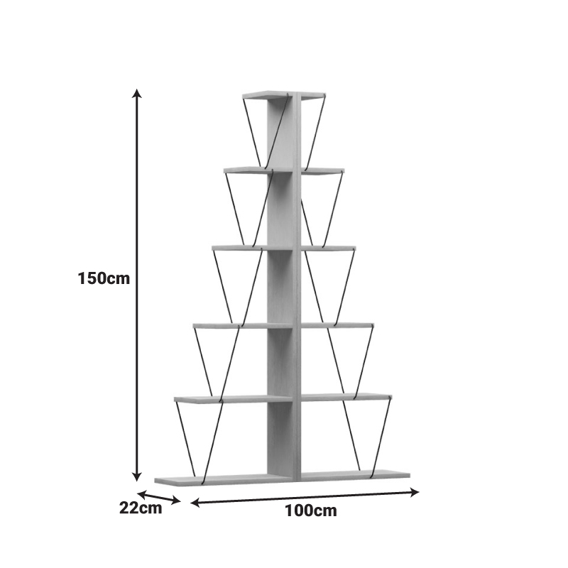 Βιβλιοθήκη mini Tars pakoworld sonoma-μαύρο 100x22x150εκ