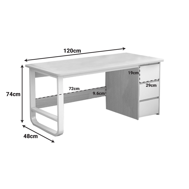 Γραφείο Salto pakoworld με συρταριέρα-MDF γκρι-λευκό 120x48x74εκ