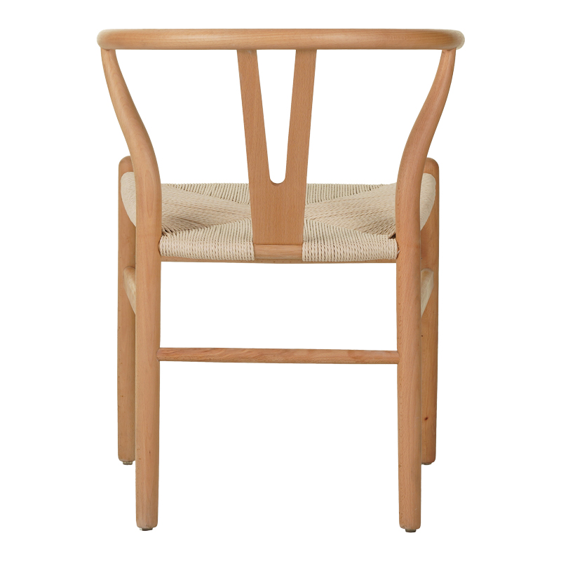 Καρέκλα Wishbone pakoworld rubberwood-σχοινί σε φυσική απόχρωση 53.5x57x74εκ