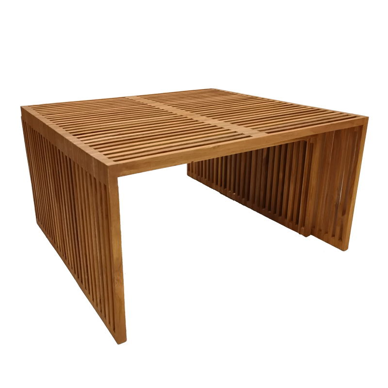 Τραπέζι Tinnie I pakoworld σετ 2τεμ teak ξύλο σε φυσική απόχρωση