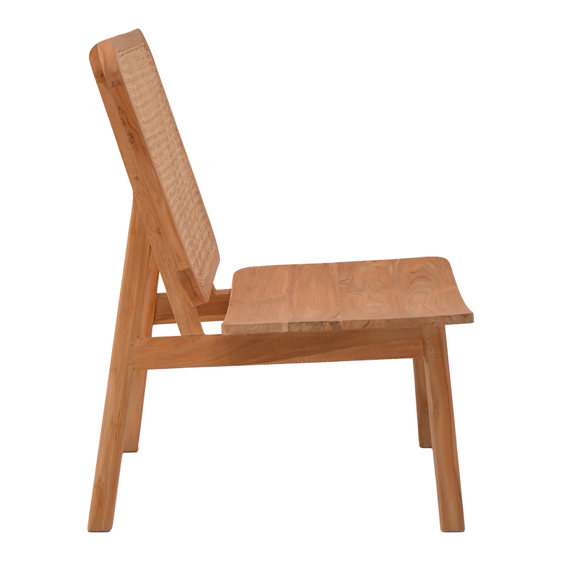 Πολυθρόνα Viborg pakoworld φυσικό teak ξύλο-φυσικό rattan 60x75x87εκ