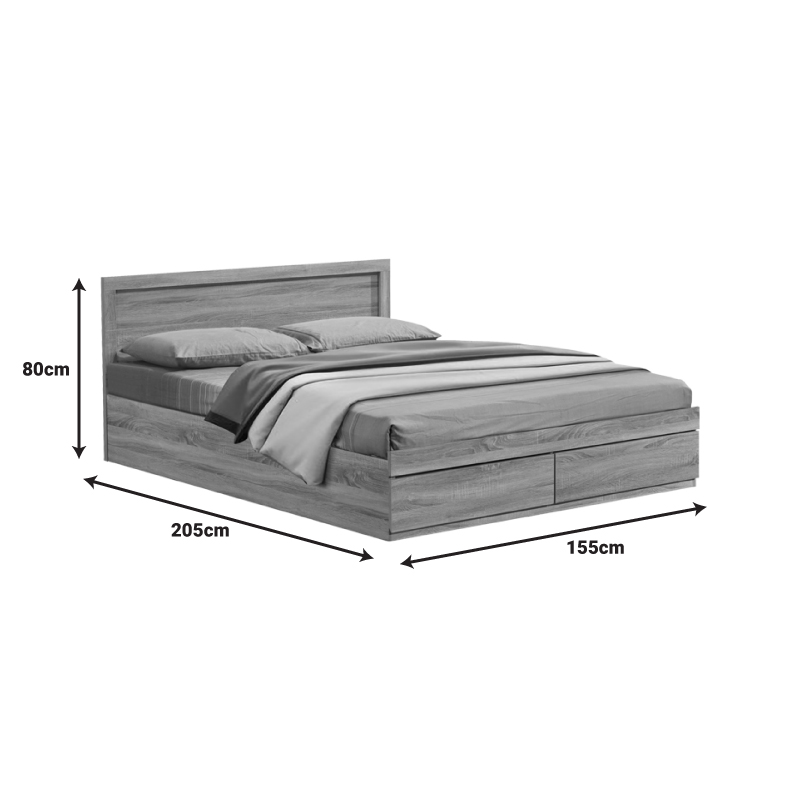 Κρεβάτι Olympus pakoworld με συρτάρι σε sonoma απόχρωση 150x200εκ