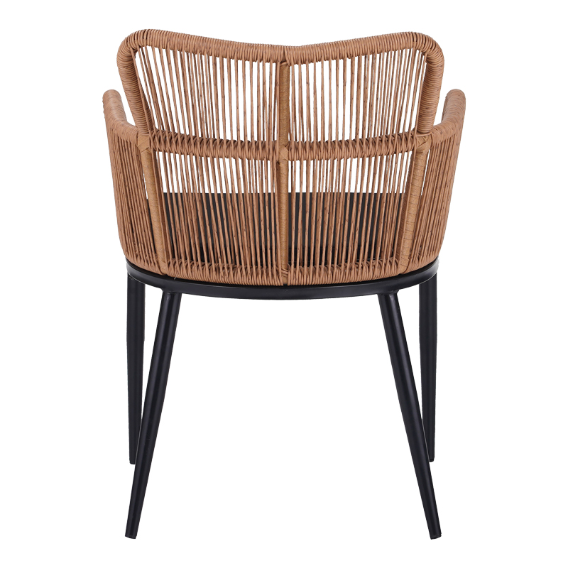 Πολυθρόνα Naoki pakoworld pe rattan -metal σε φυσική απόχρωση με μαύρα πόδια/μαξιλάρι 59x62.5x82εκ