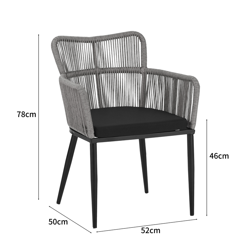 Πολυθρόνα Naoki pakoworld pe rattan -metal σε φυσική απόχρωση με μαύρα πόδια/μαξιλάρι 59x62.5x82εκ