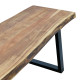 Παγκάκι Miles Slim pakoworld μασίφ ξύλο ακακίας σε φυσική απόχρωση με μαύρα μεταλλικά πόδια 160x40x45εκ