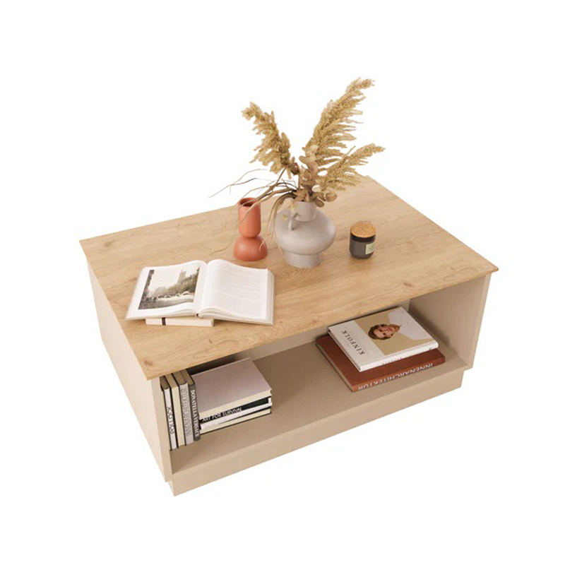 Τραπέζι Monik pakoworld σε oak-ανοιχτό γκρι απόχρωση 90x56x40εκ